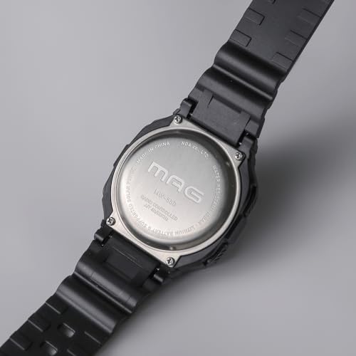 MAG(マグ) MAG(マグ)腕時計 デジタル 電波 ソーラー デュアルパワー 防水 ウレタンベルト 少し小さめ 子供でも使用可能 MW-550A BK ブラック