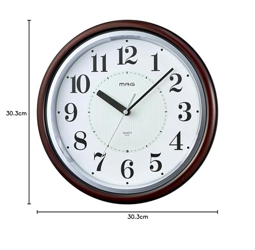 MAG(マグ) 掛け時計 アナログ 光明 静音 連続秒針 ライト付き 自動点灯 ブラウン W-727BR
