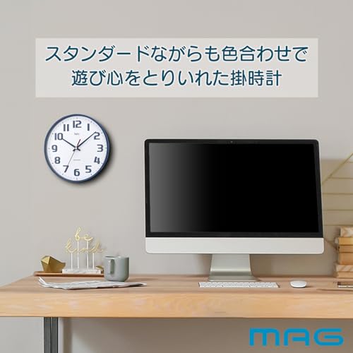 MAG(マグ) Felio(フェリオ) 掛け時計 アナログ チュロス 静音 連続秒針 ネイビー FEW182NB-Z