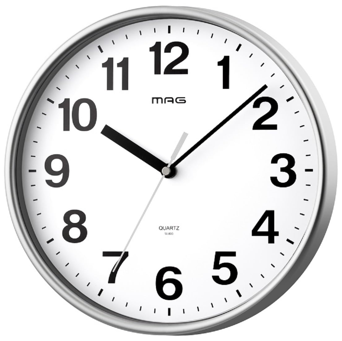 MAG(マグ) 小さい 小型 掛け時計 壁掛け時計 アナログ シンプル 直径25.4㎝ シルバー ブロンシュ W-803A SM-Z ノア精密