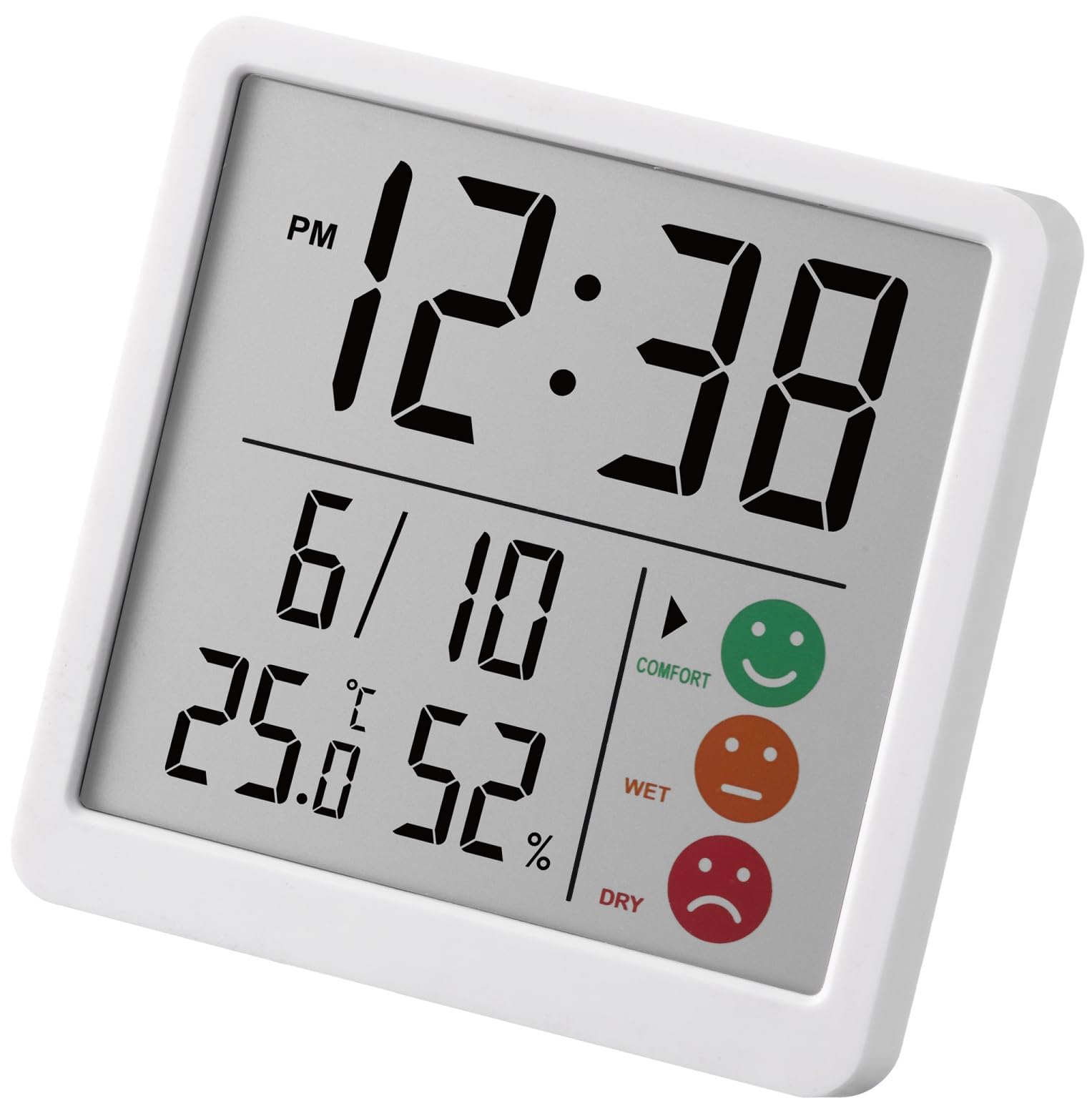 MAG(マグ) 温度計 湿度計 温度湿度計 デジタル 環境目安表示 快適 高湿 乾燥 時計表示 小型 小さい マグネット 磁石 置き掛け兼用 ホワイト ニコピタ TH-112A WH-Z ノア精密