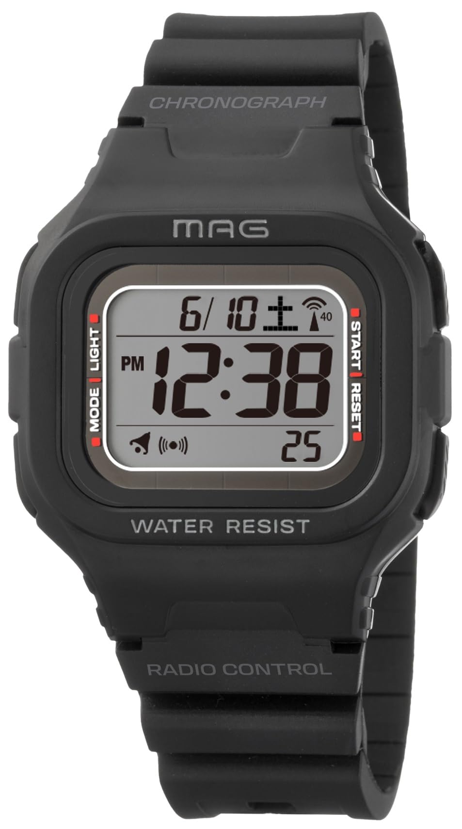 MAG(マグ) MAG(マグ)腕時計 デジタル 電波 ソーラー デュアルパワー 防水 ウレタンベルト 少し小さめ 子供でも使用可能 MW-550A BK ブラック