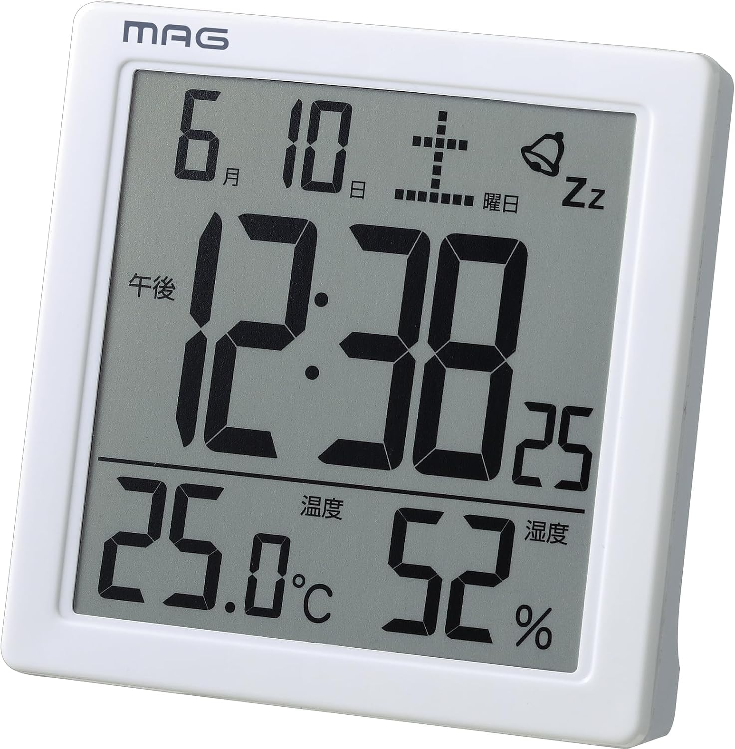 M A G 目覚まし時計 デジタル バックライト スヌーズ機能付き ホワイト T-726WH-Z